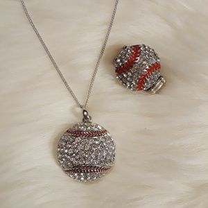 ⚾️ Sparkly Baseball Necklace and Matching Ring